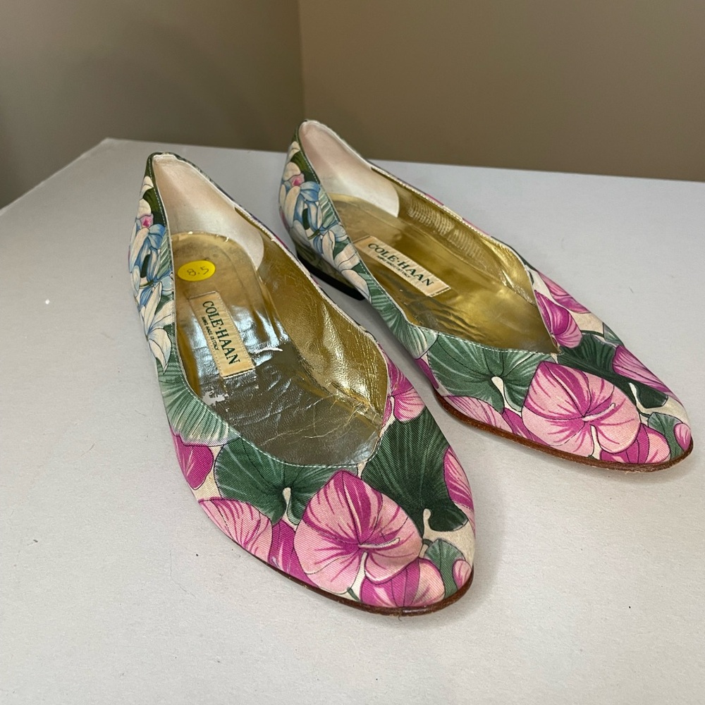 Cole-Haan Vintage Slip on Floral Shoes Size 8.5 - Picture 3 of 10
